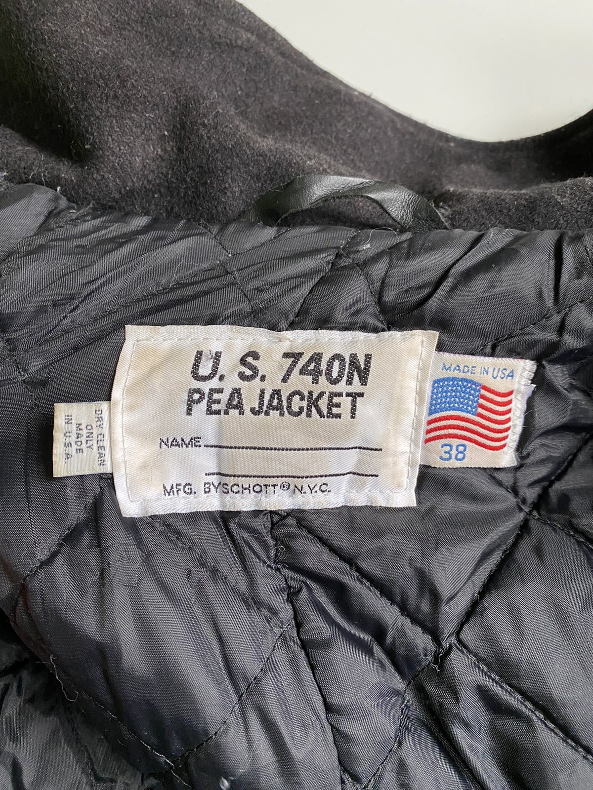Vintage U.S 740N Schott Faded Pea Black Quilted Jacket - 8