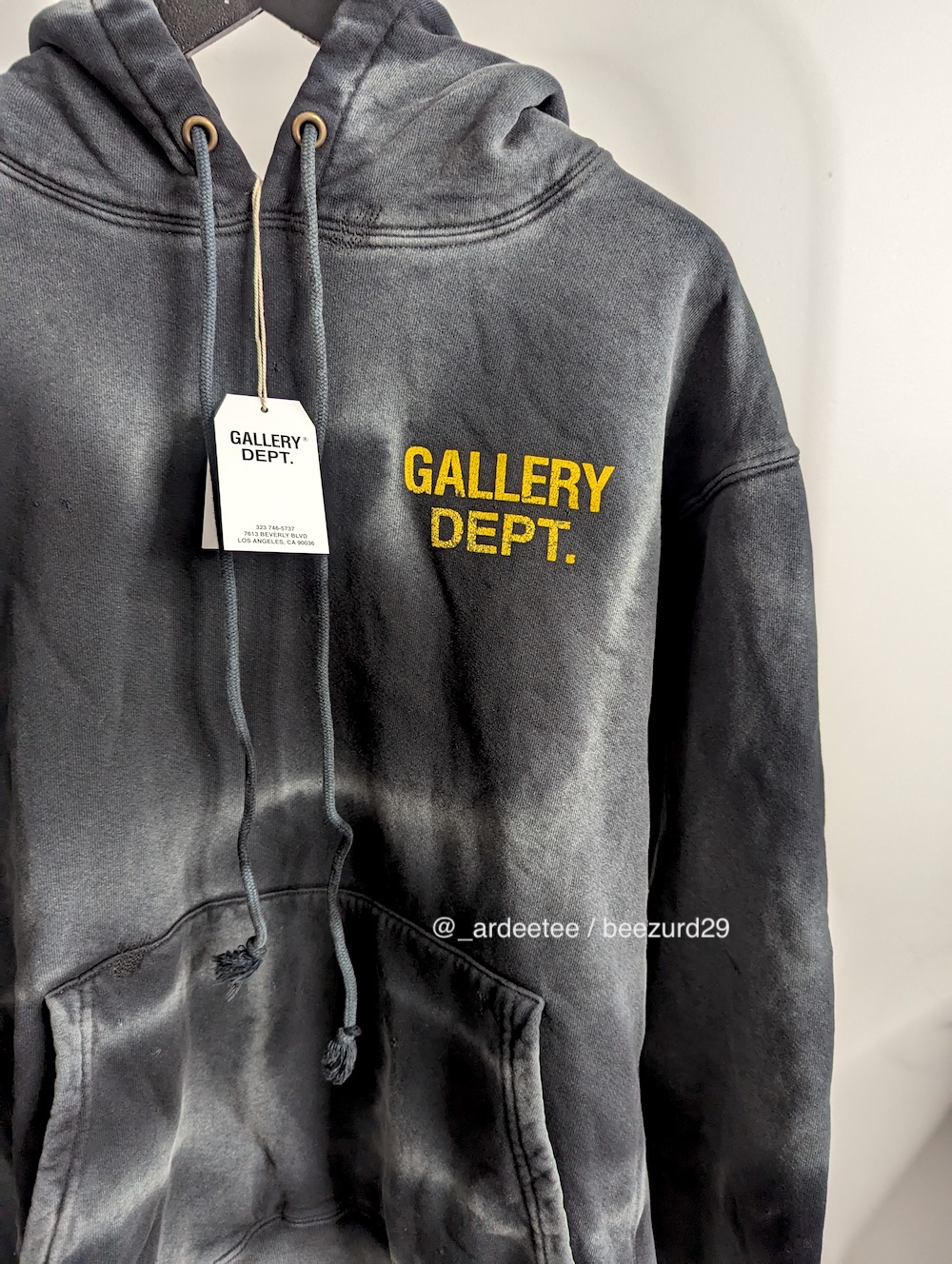 Gallery Dept. - *NWT* BLACK SUN FADED ENGLISH LOGO HOODIE XL