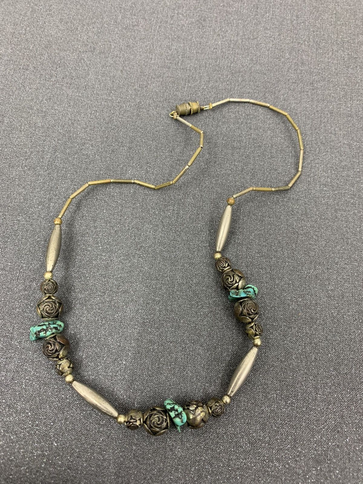 Vintage Silver Turquoise Native Necklace - 2