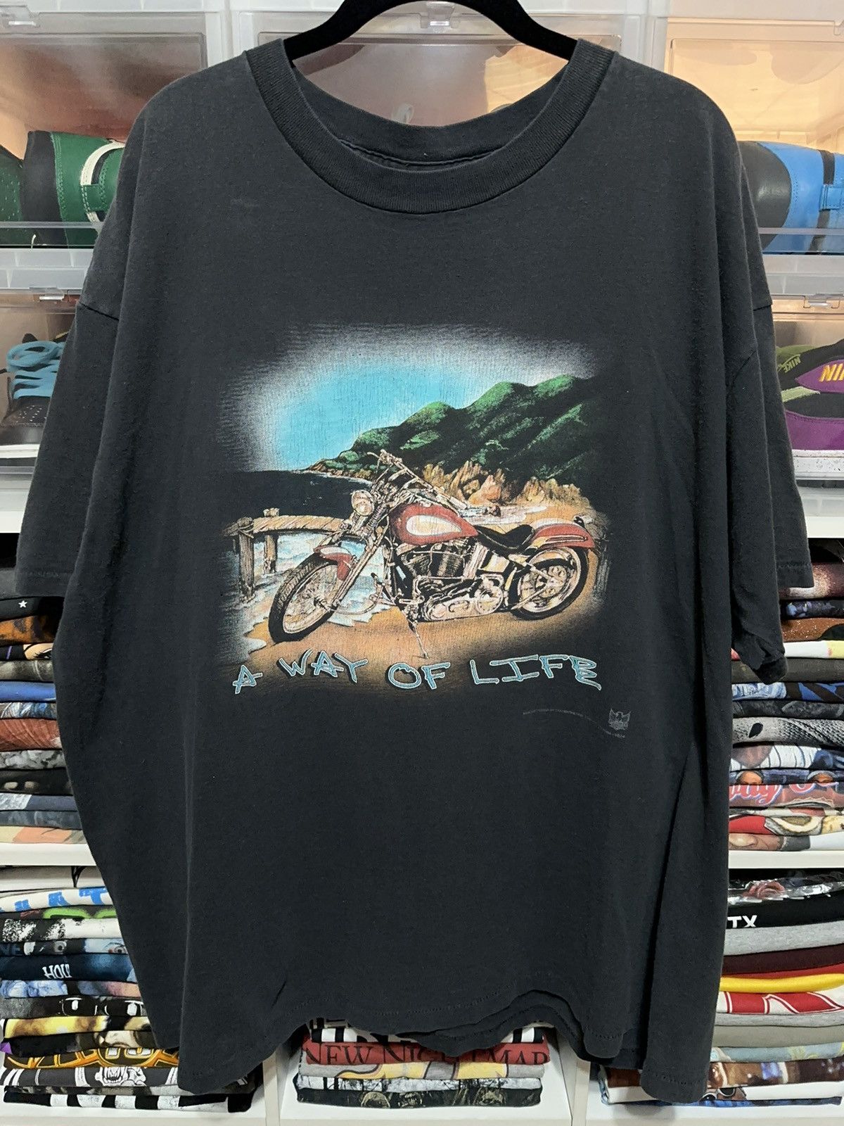 Vintage 3D Emblem Harley Davidson Motorcycle Crazy Fade Tee - 1