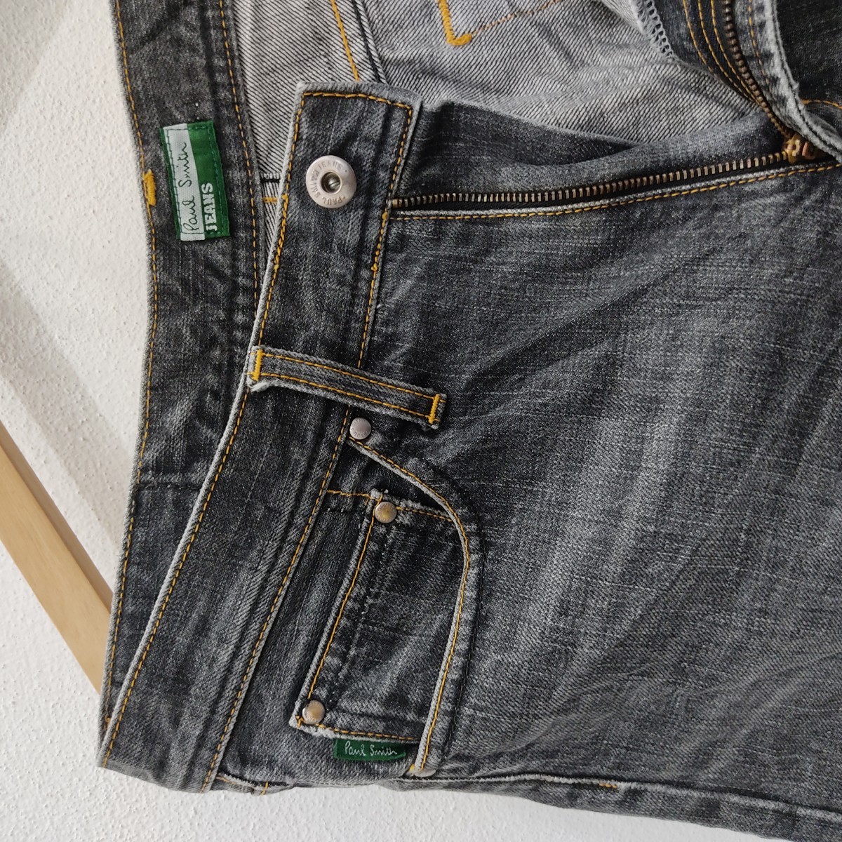 Distressed Denim - Designer Straight Cut Black Patch Denim Jeans - 4