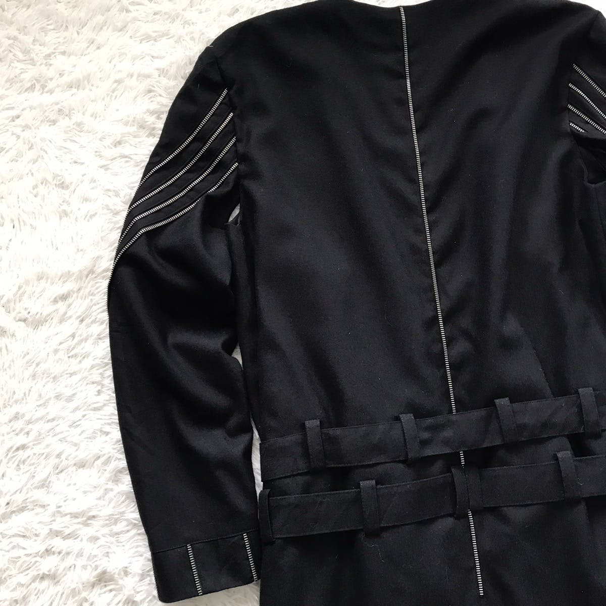 Custom - 💥Rare Goth Punk Bondage Belt Long Coat Jacket Zip Railing - 15