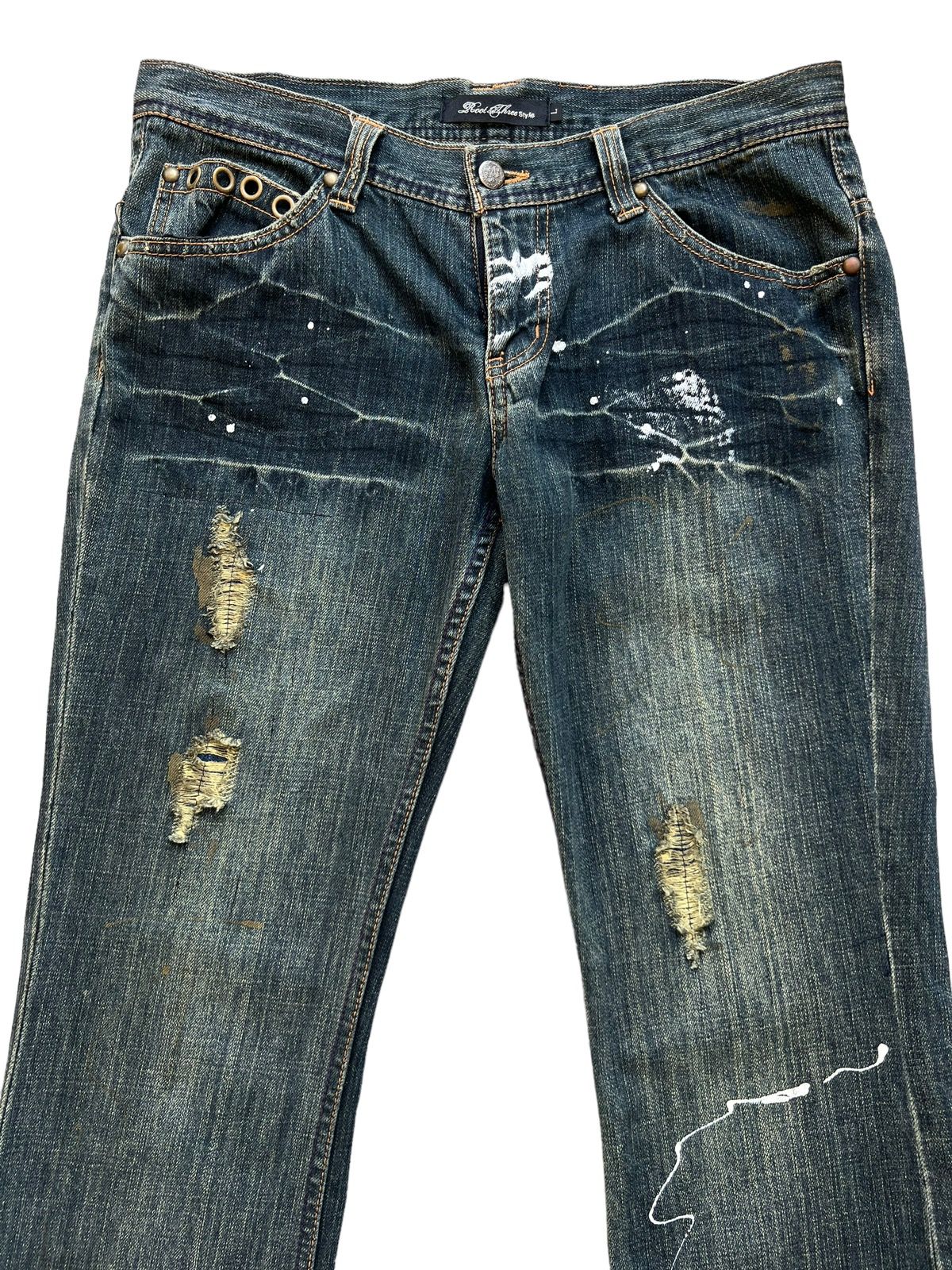 Hype - Roots Japan Distressed Riped Rusty Denim Painted Jeans 33x33 - 4