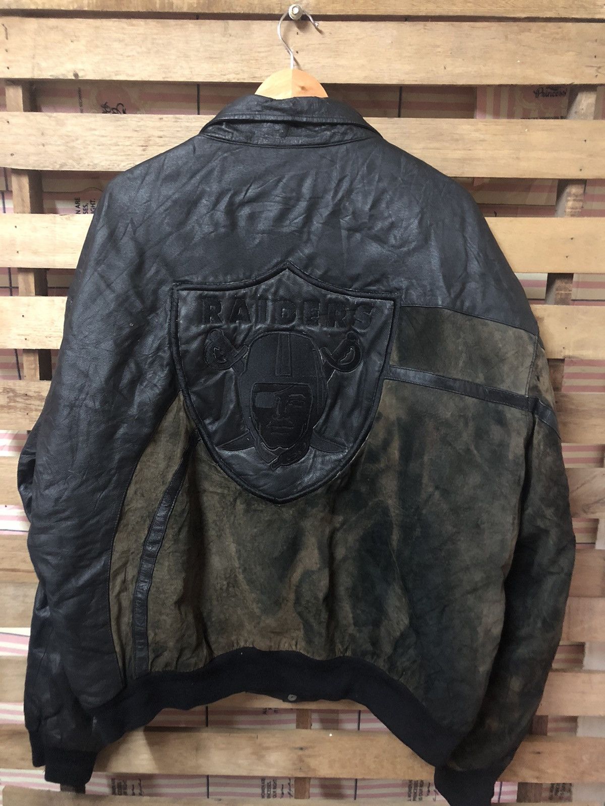 Vintage Jeff Hamilton X Raiders Sun Faded Leather Jacket - 1