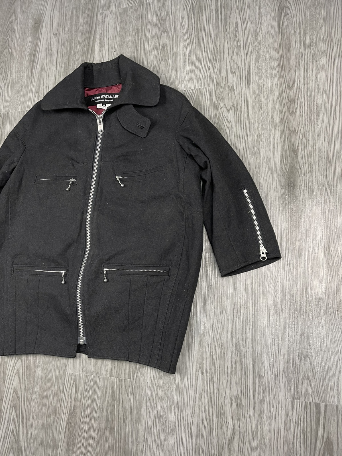 Steals🔥AD2011 Black Wool Bottom Pleated 3Q Jacket - 3