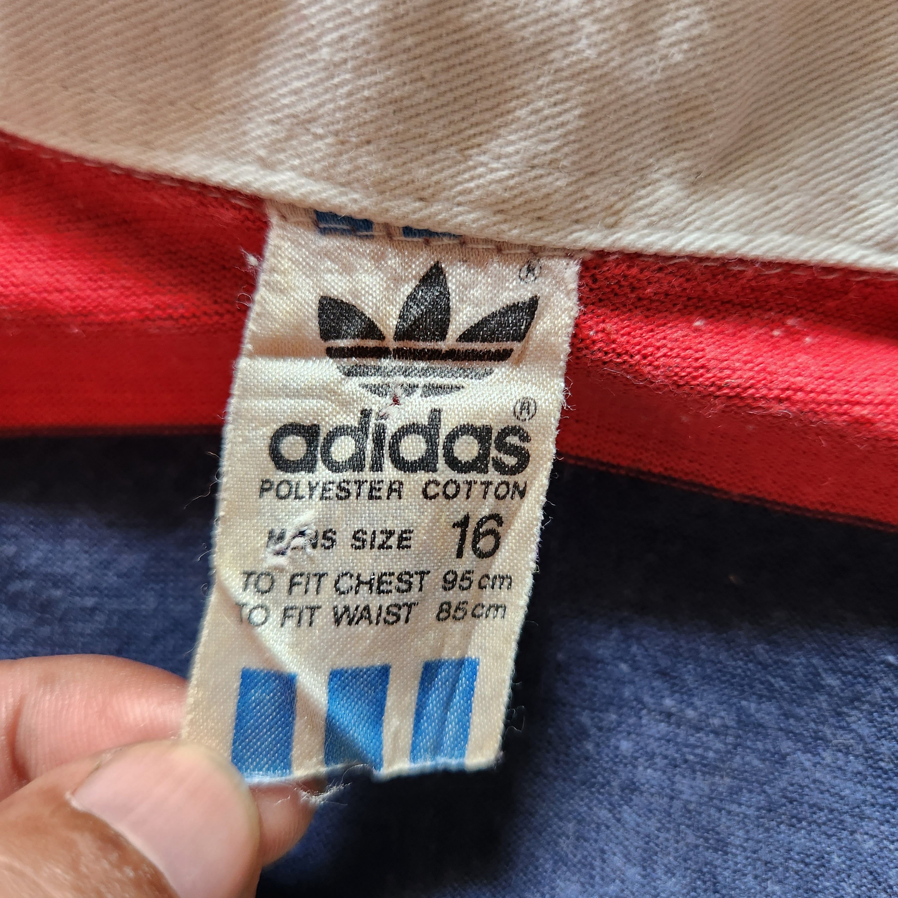 Vintage 1980s Adidas Trefoil Polo Shirt Polyester Cotton - 9