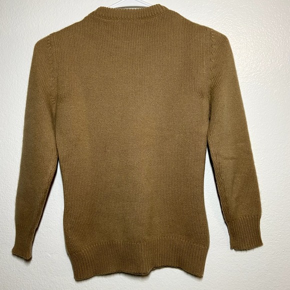 Celine Sweater 100% Cashmere Knit Pullover Long Sleeve Carmel Brown Small - 5