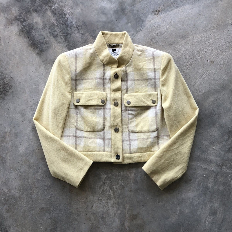 COURREGES Paris Rare Plaid Wool Button Jacket - 1