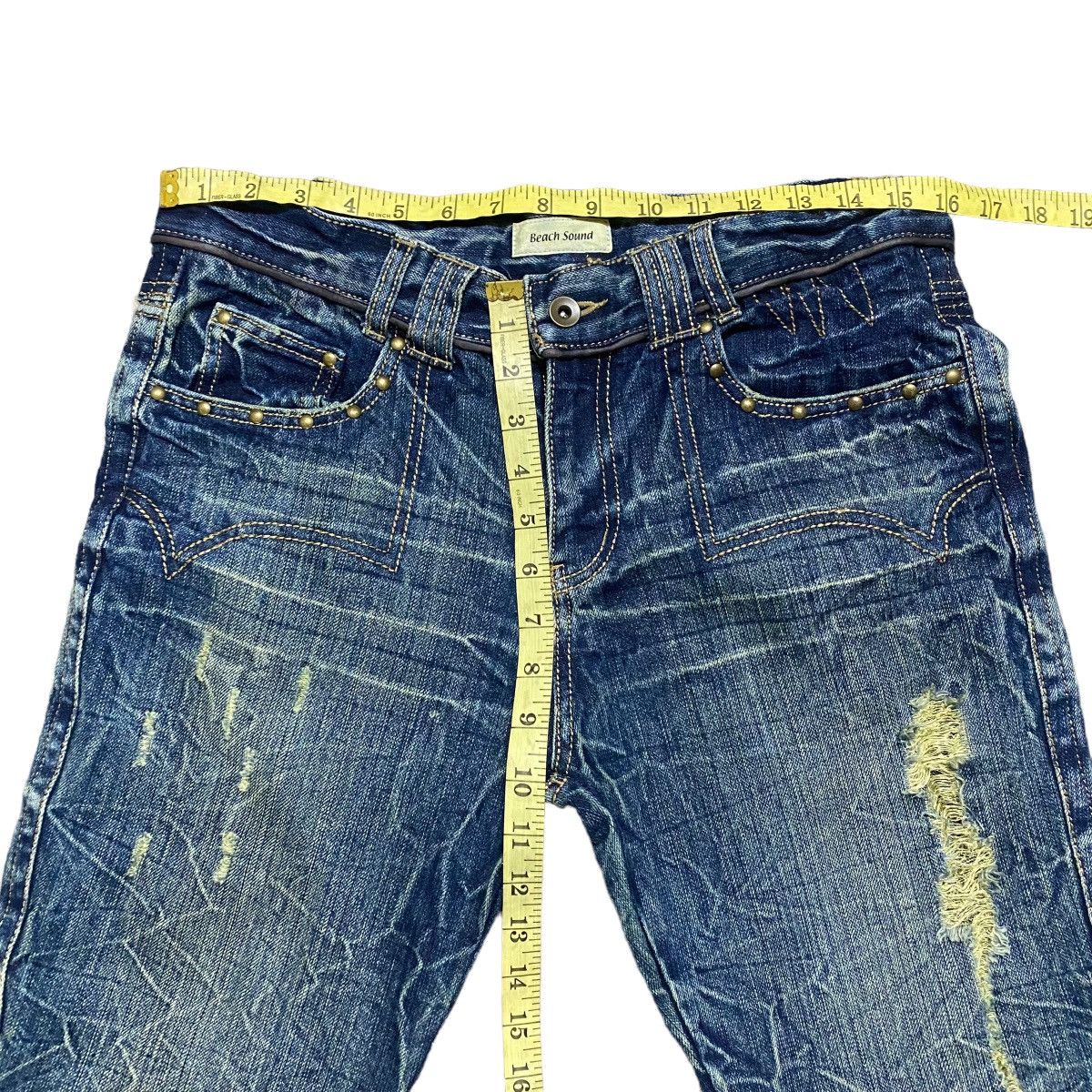 Distressed Denim - BEACH SOUND Gold Stitch Denim Flare Jeans - 17