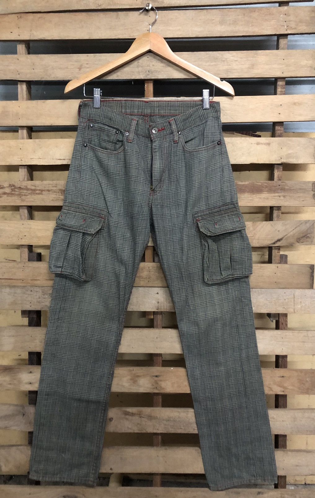 Vintage Levi’s 505 Tartan Cargo Denim Jeans - 1