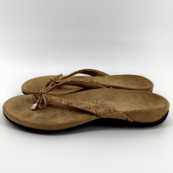 Vionic Bella Toe Post Sandals Flip Flop Bow Thong Slip On Casual Beachy Tan 10 - 3