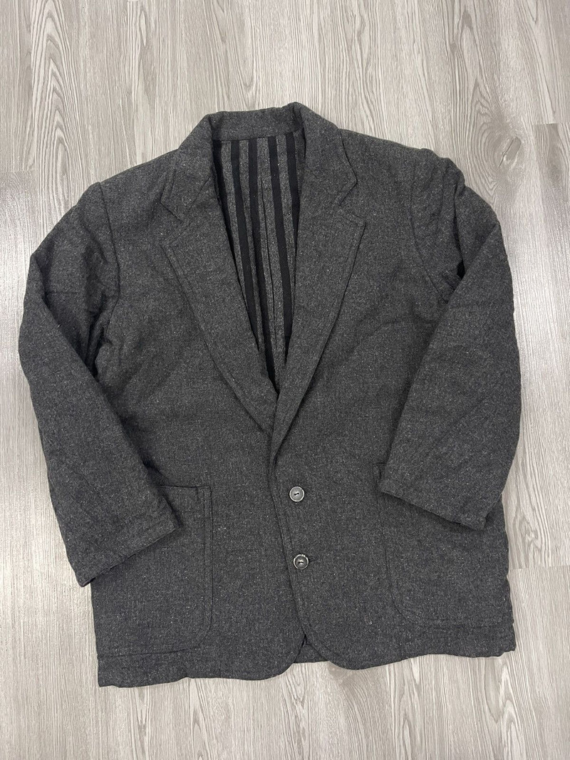 Vintage - Steals🔥🔥🔥80s Issey Sport Black Grey Striped Wool Coat - 1