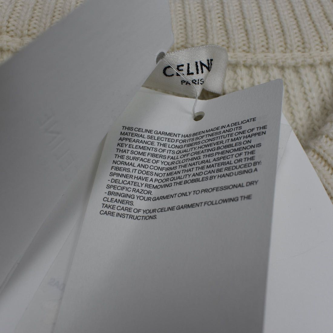 CELINE Cream Wool Sequin Logo Crewneck Sweater - 7