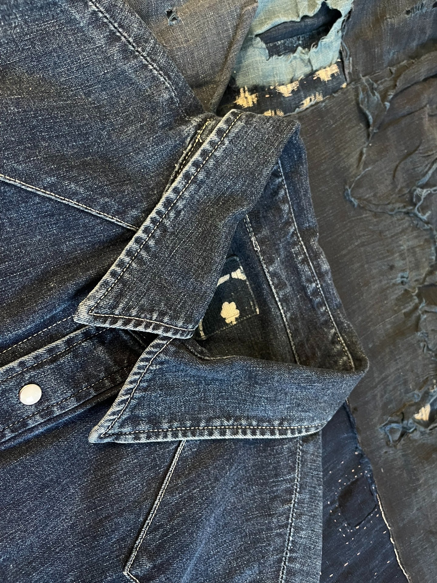 VISVIM 23SS ALBACORE SHIRT DMGD Ancient cloth water drop denim shirt - 4