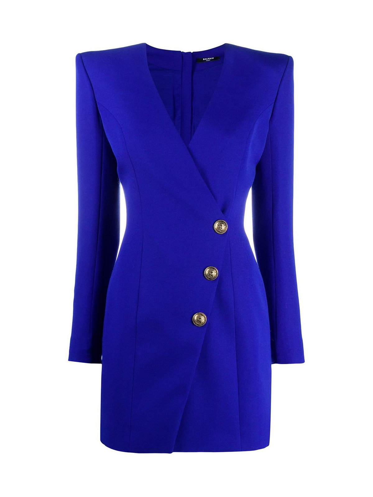 Balmain BALMAIN PARIS Sustainable Wool Wrap Dress in Royal Blue SS20 deibido REVERSIBLE