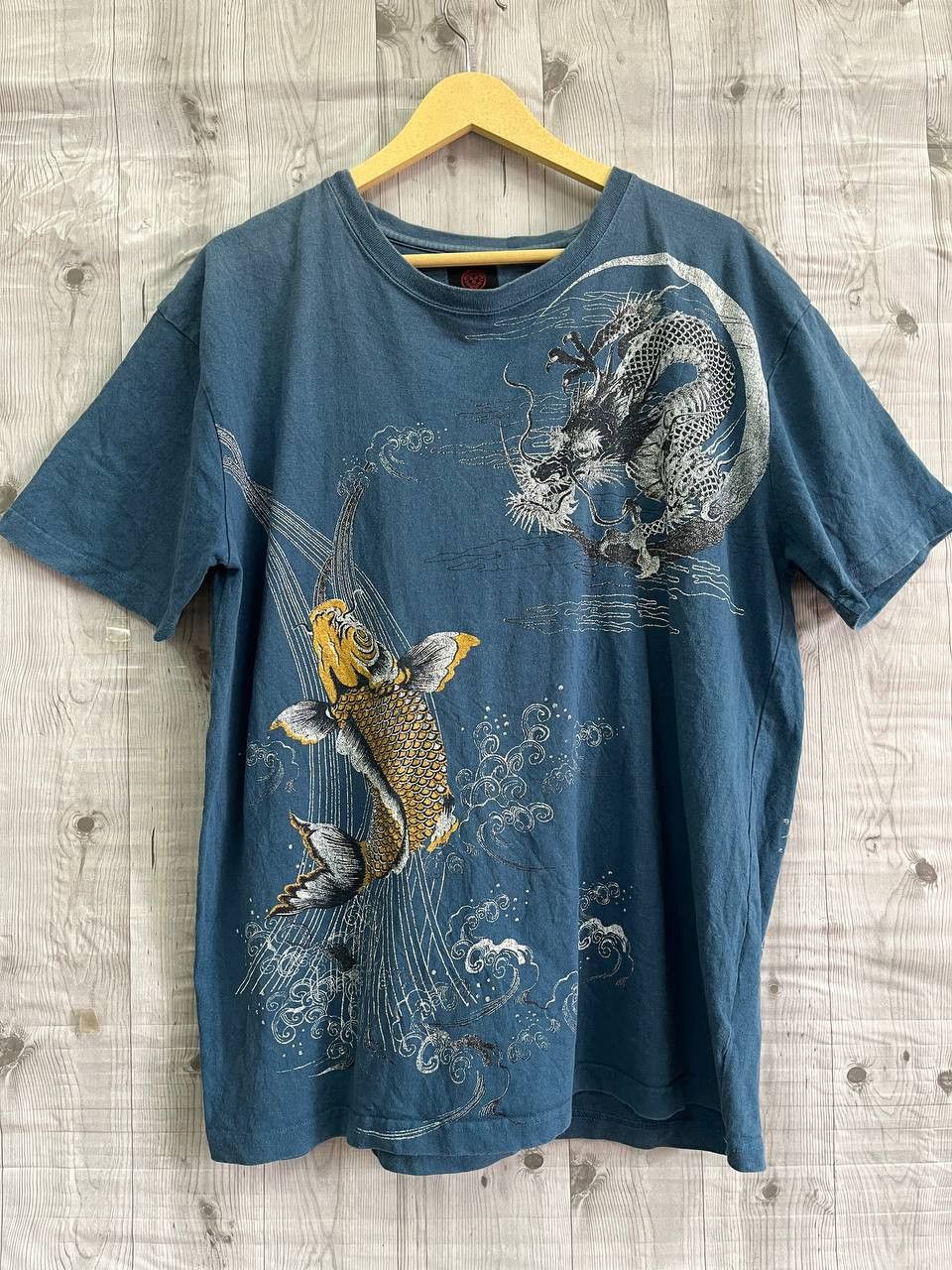 Japanese Brand - Vintage Sukajan TShirt Full Printed Japanese Koi Fish Dragon - 1