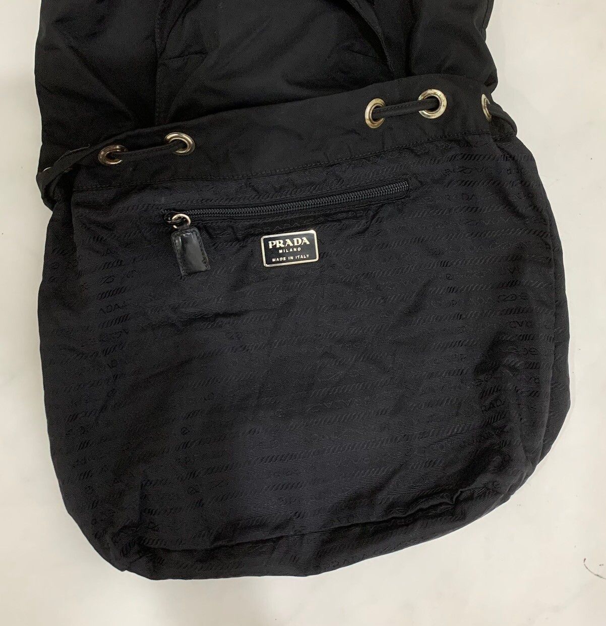 Authentic prada backpack black nylone double pocket - 18