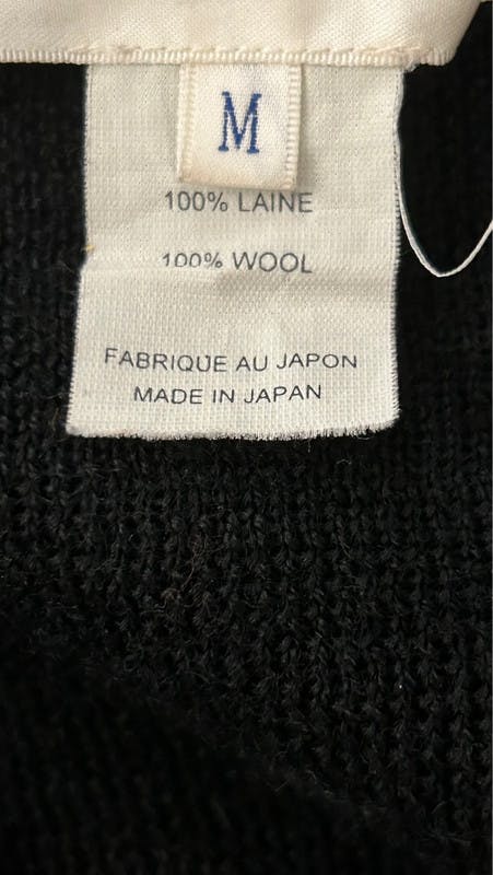 black premium wool cardigan . made in japan - 10