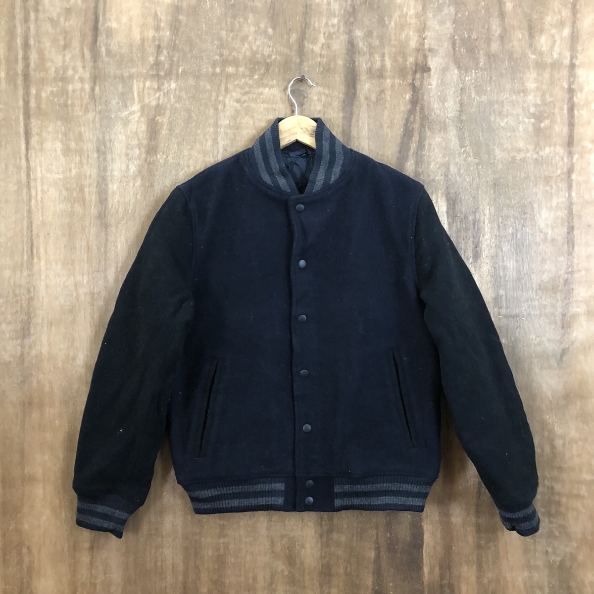 Vintage - Japanese Brand Dark Blue Varsity Jacket #1608 - 1