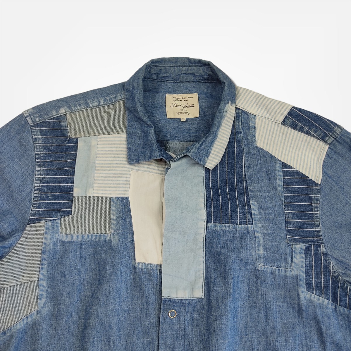 RARE Paul Smith Red Ear Vintage Denim Patches Art Shirt - 3