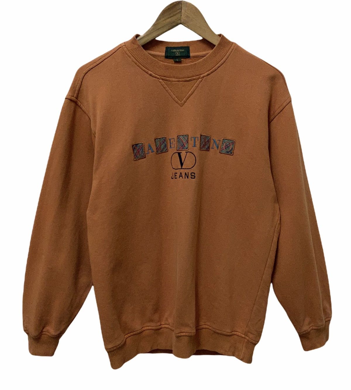 VALENTINO Sweatshirt Big Logo Spell Out Orange Jumper - 1