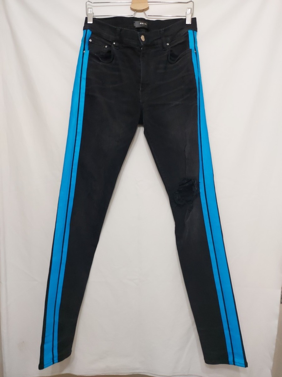 Broken Track Blue Striped Denim Jeans - 1