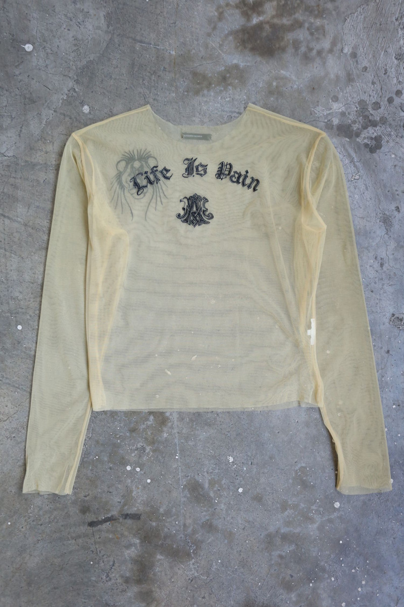 Alexander Mcqueen - F/W 96 - "Life is Pain" Mesh Longsleeves - 1