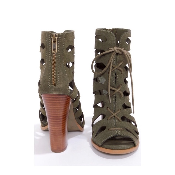 Mia Ira Olive Suede Lace-Up Gladiator Sandals - 1