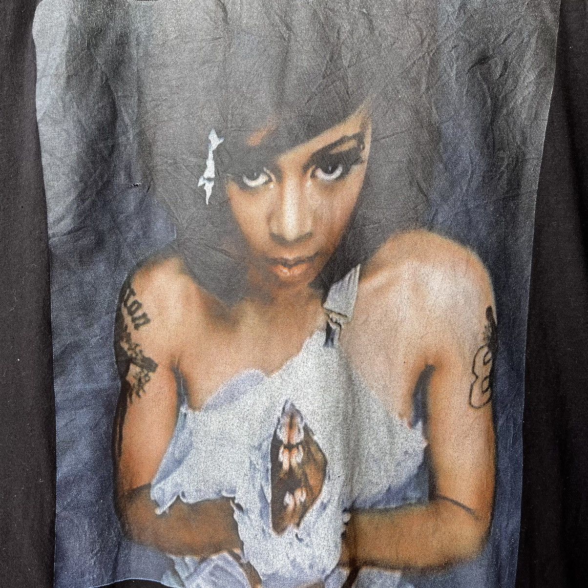 Vintage Lisa Lopes TLC Left Eyes Black TShirt 90s Legend - 7