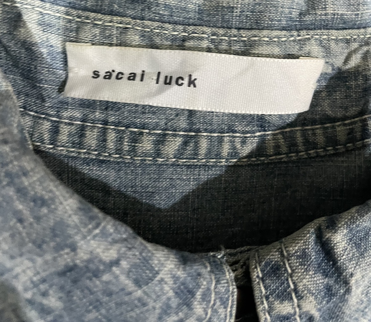 Rare💥 Sacai luck Flared Stonewash Denim Snap Button Shirts - 9