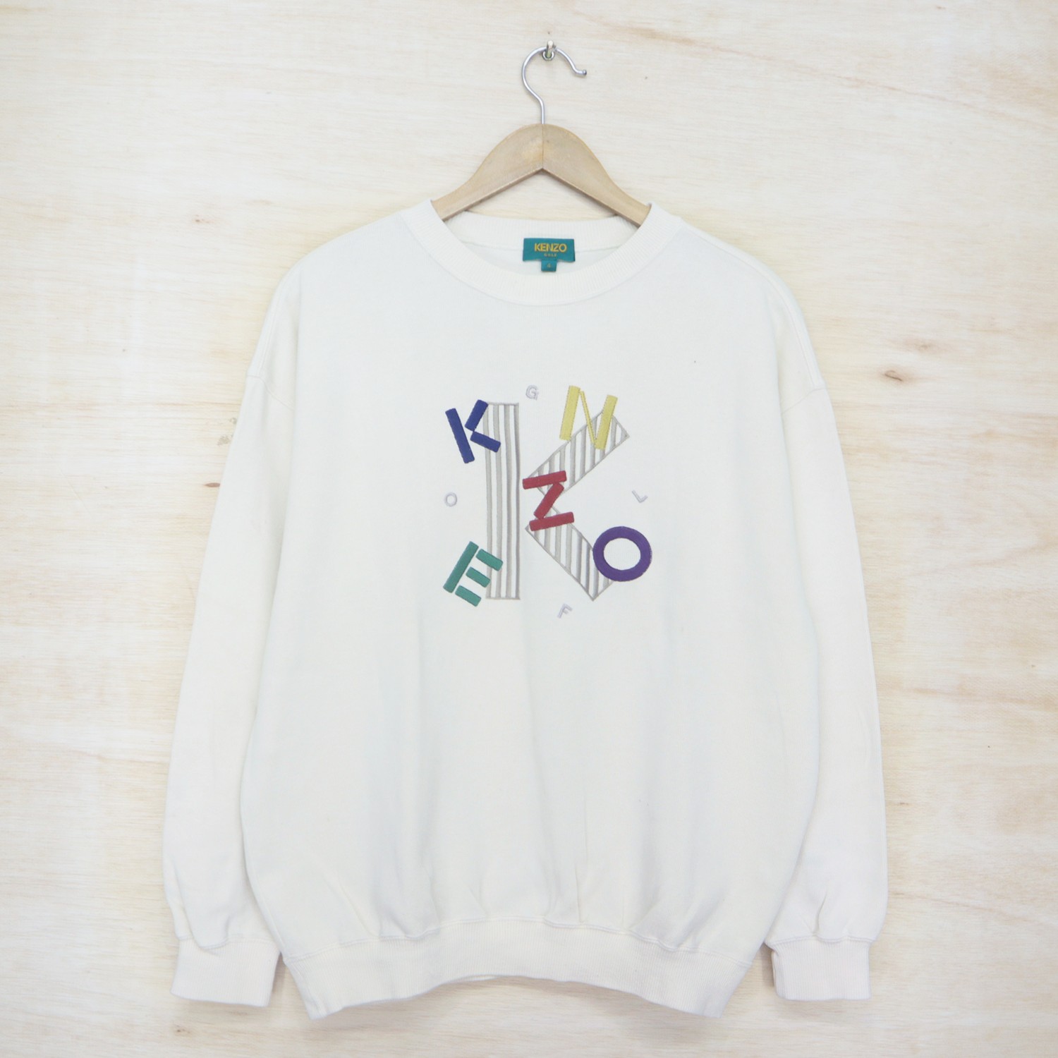 Vintage 90s KENZO GOLF Big Logo Embroidered Sweater Sweatshirt Pullover Jumper - 1
