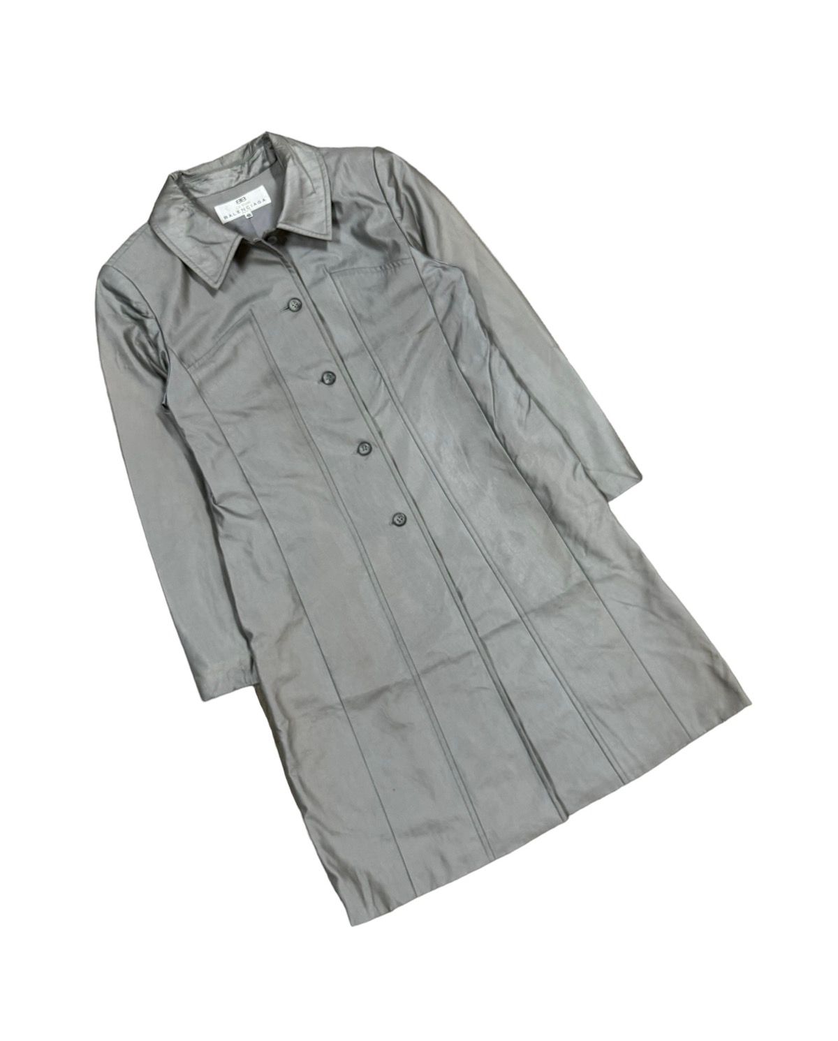 Vtg🔥Balenciaga La Mode Buttoned Long Jacket Metallic Grey - 6