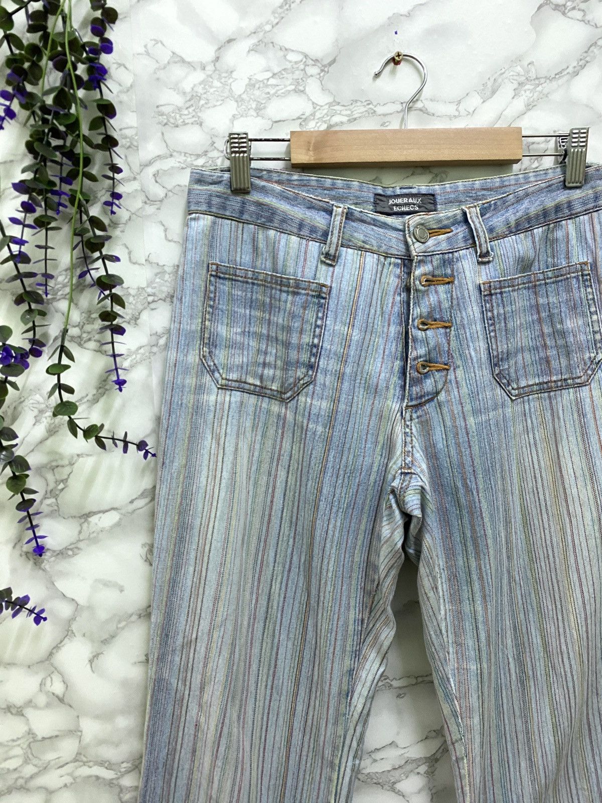 Vintage Striped Bush Pants JOUER AUX ECHECS Wide leg - 4