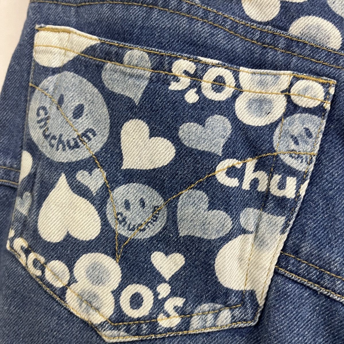 Vintage - Hysteric Flared Chuchum Full Printed Patches Denim Jeans - 14