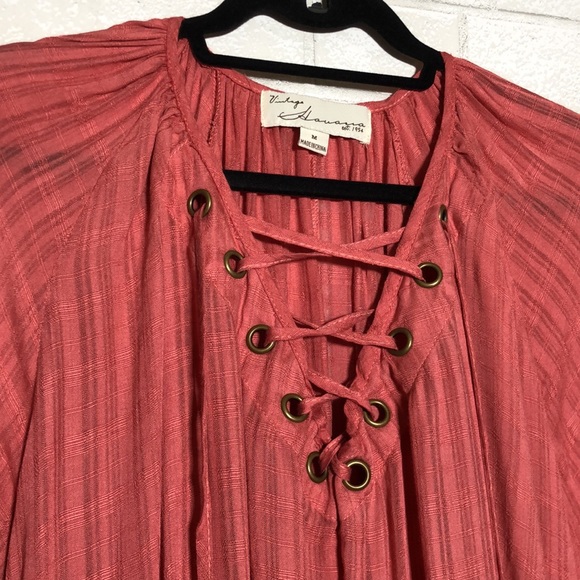 Vintage Havana Oversized Flowy Lace-Up Top - 5