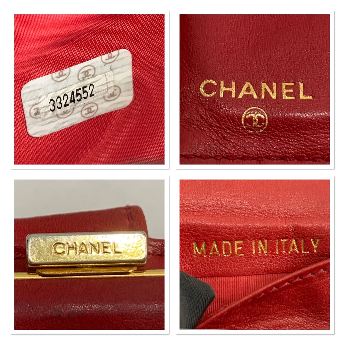 Vintage Chanel red caviar Leather big logo CC snap wallet - 12