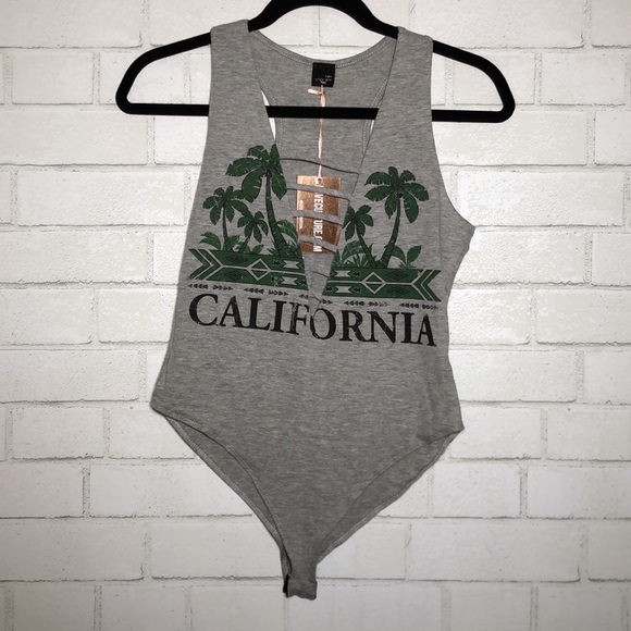 Love Culture - Ladder Front Plunging Cali Graphic Bodysuit - 6