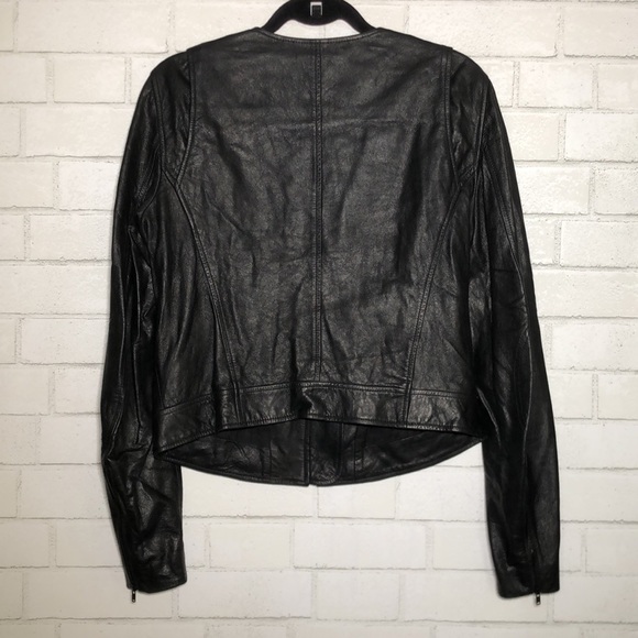 Theory Fida Black Genuine Leather Moto Jacket - 4