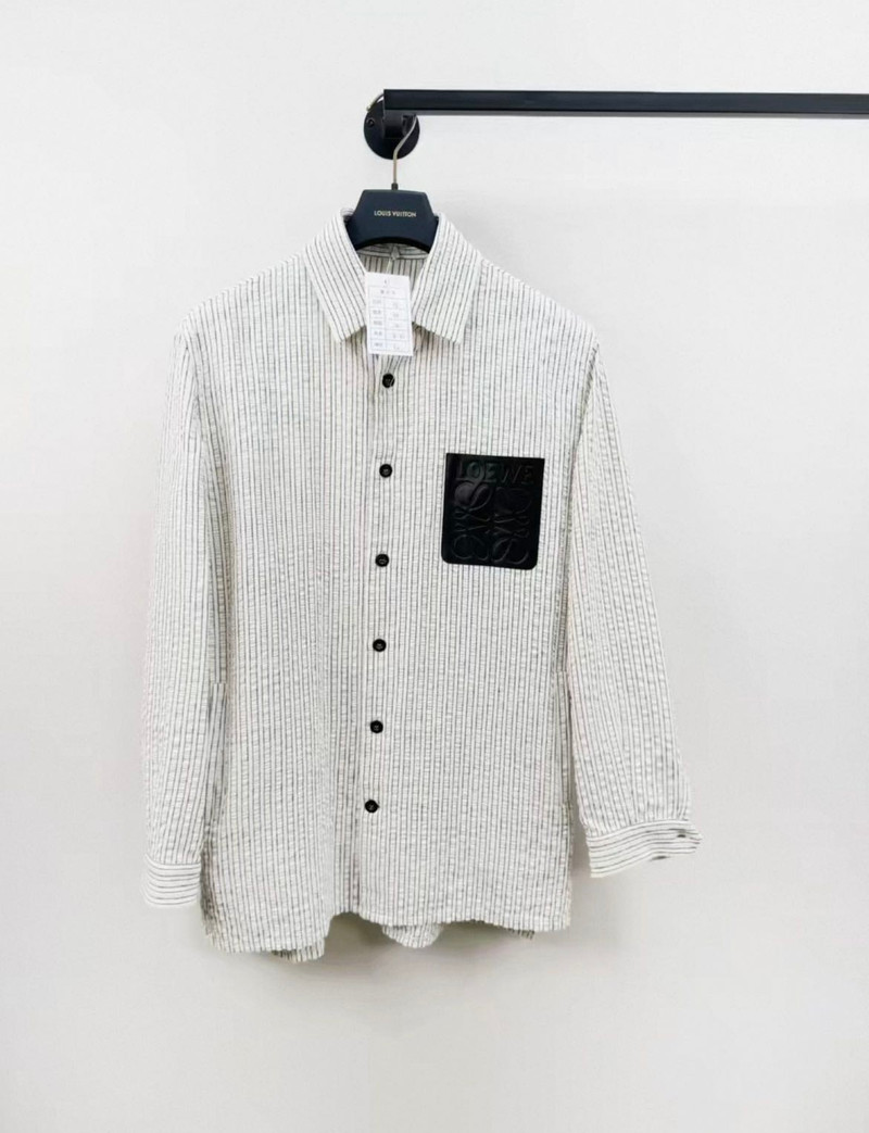loewe striped shirt with leather patch - 1