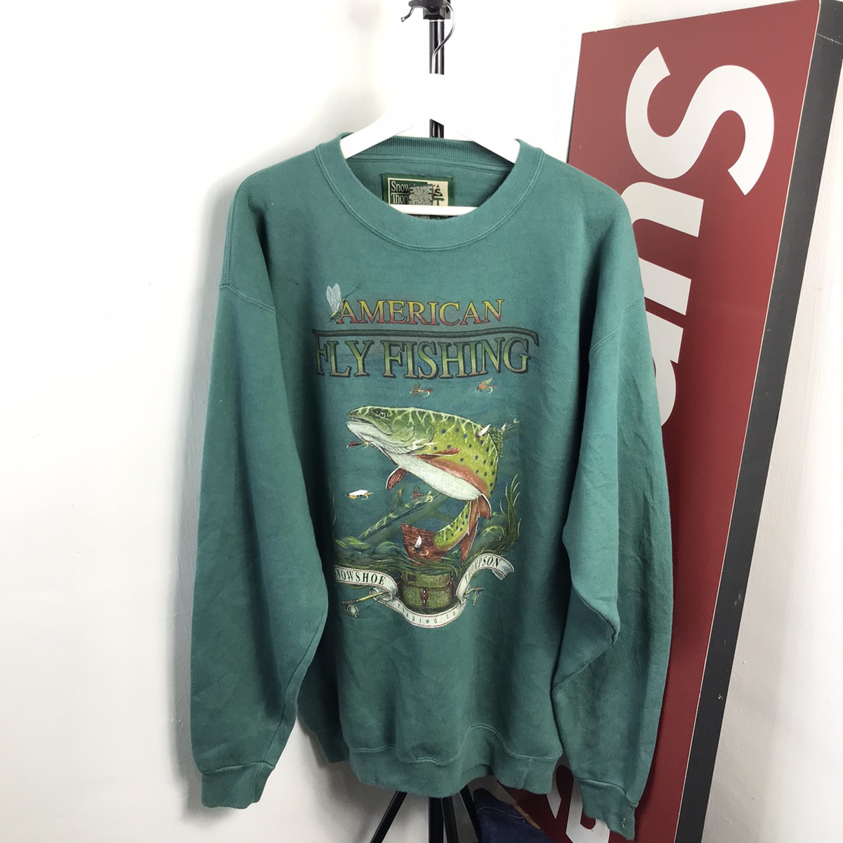 Other Designers Vintage - Vintage Snowshoe Thompson American Fishing  Sweatshirt, dergarment