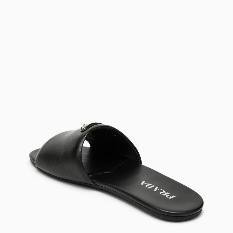 Leather Logo Flat Slide Sandals - 4