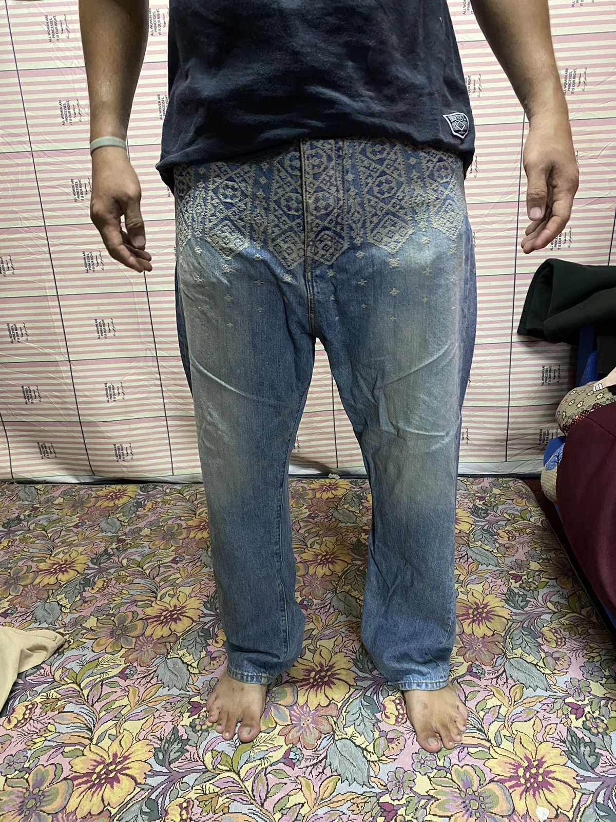 If Six Was Nine - 🔥Iroquois Cross Art Design Pants Buckle Back Jeans - 11