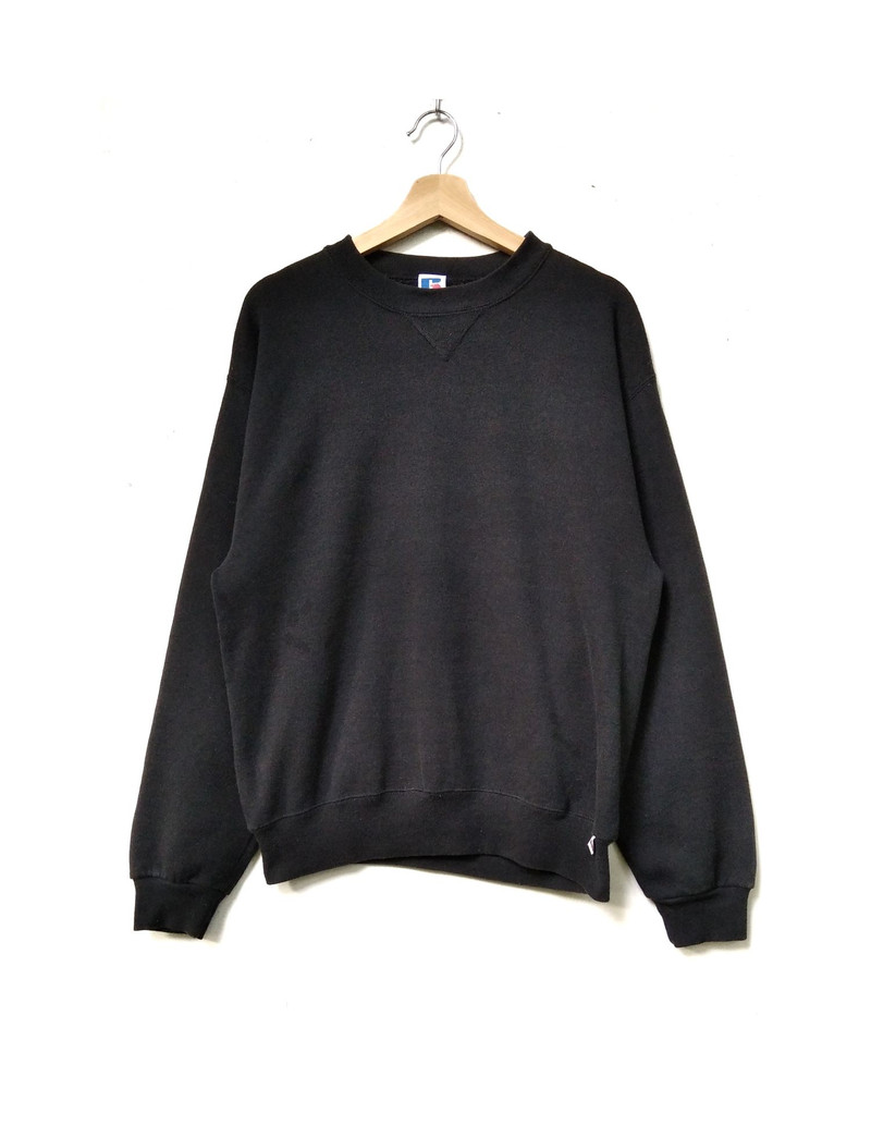 Russell Athletic - Vintage Russel Athlentic Plain Black Sweatshirt - 1