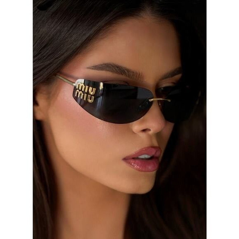 NWT Miu Miu MUA51S 5AK5S0 Black Gold Shield Sunglasses Authe - 1