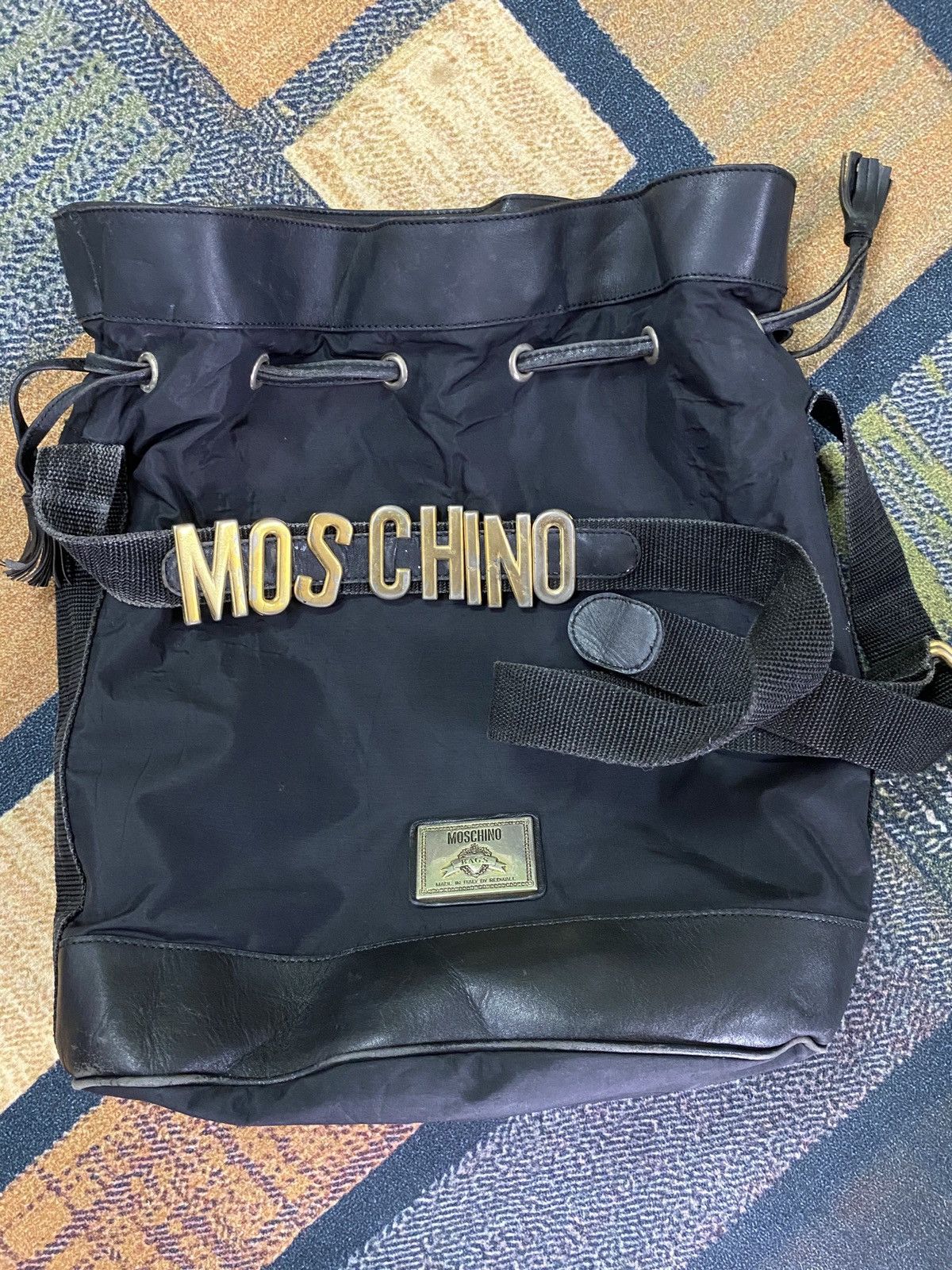 Authentic Moschino Bucket Nyalon Shoulder Bag - 15