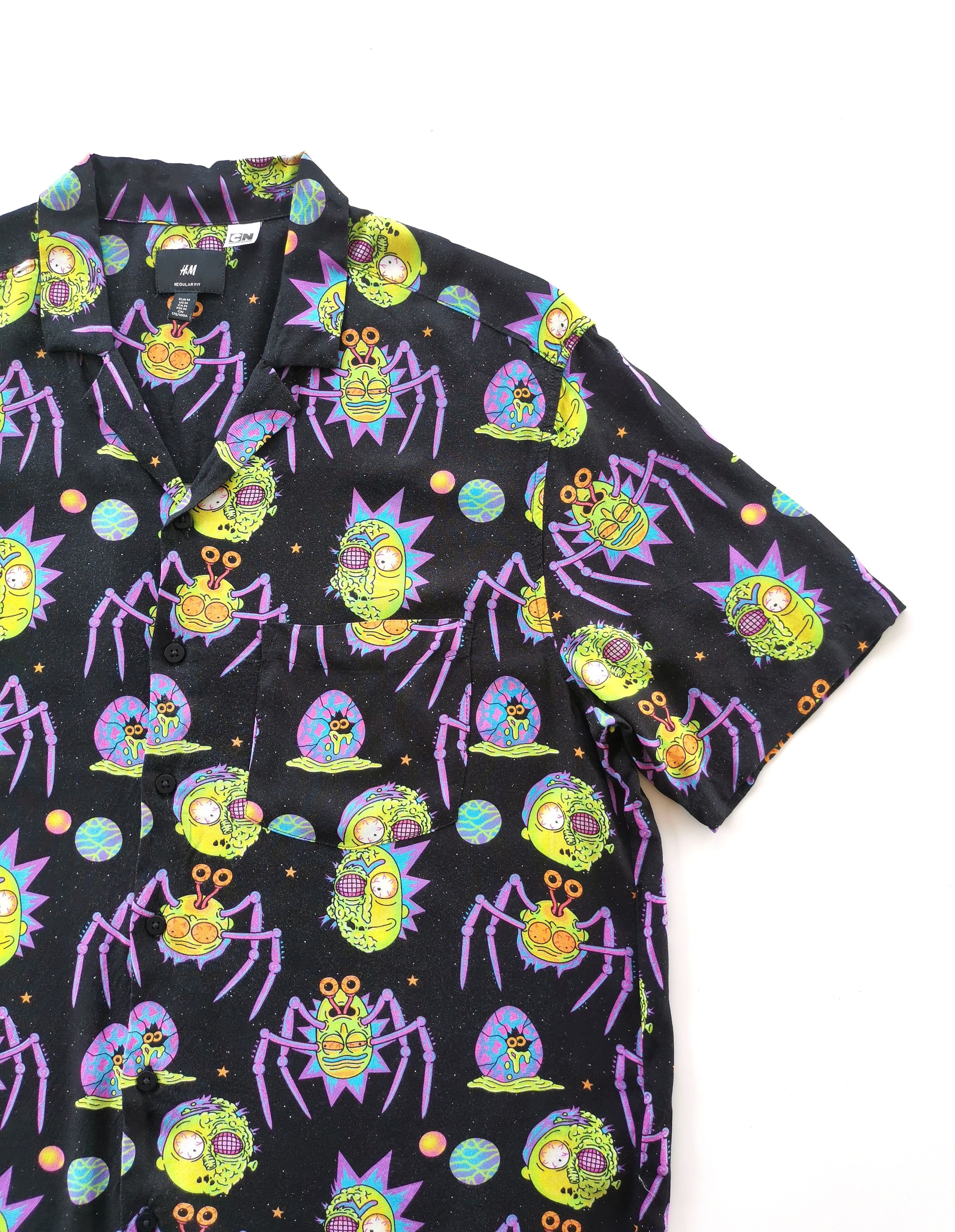 H&M Rick & Morty Hawaiian Open Collar Shirts Cartoon Network - 4