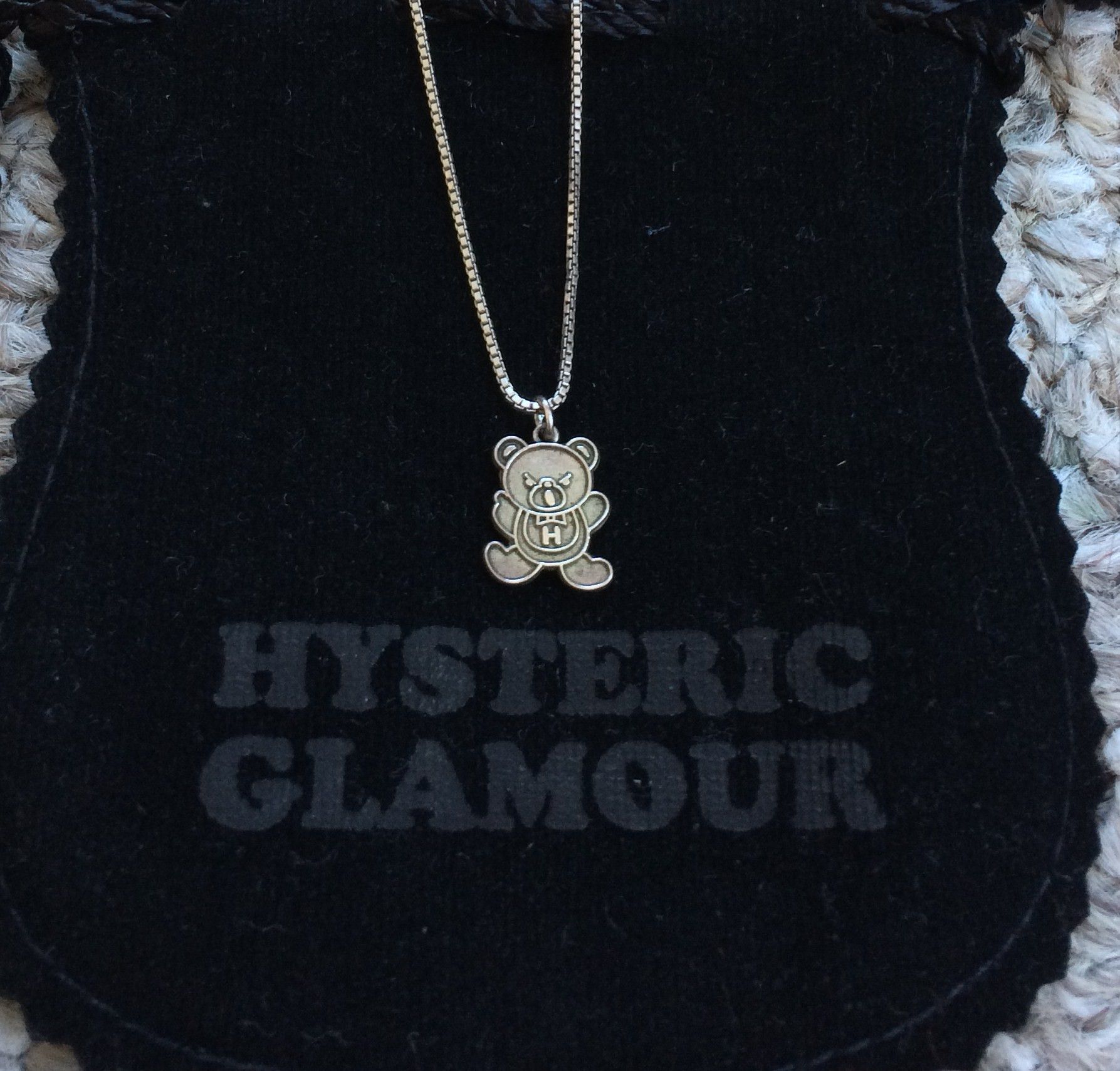 Hysteric Glamour Sterling Silver Fuck Bear Necklace + Bag - 1