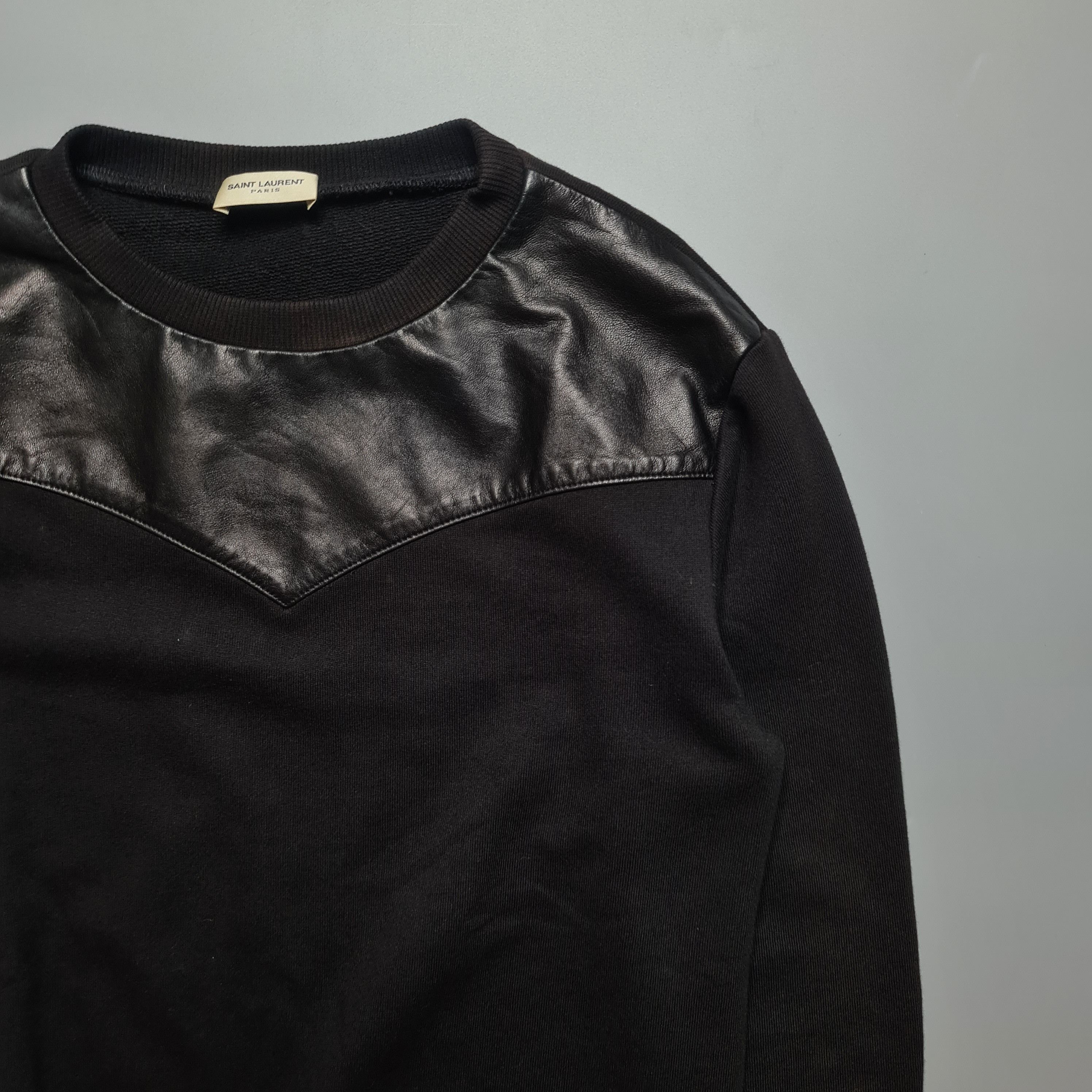 SLP x Hedi - SS14 Leather Paneled Crewneck Sweatshirt - 2