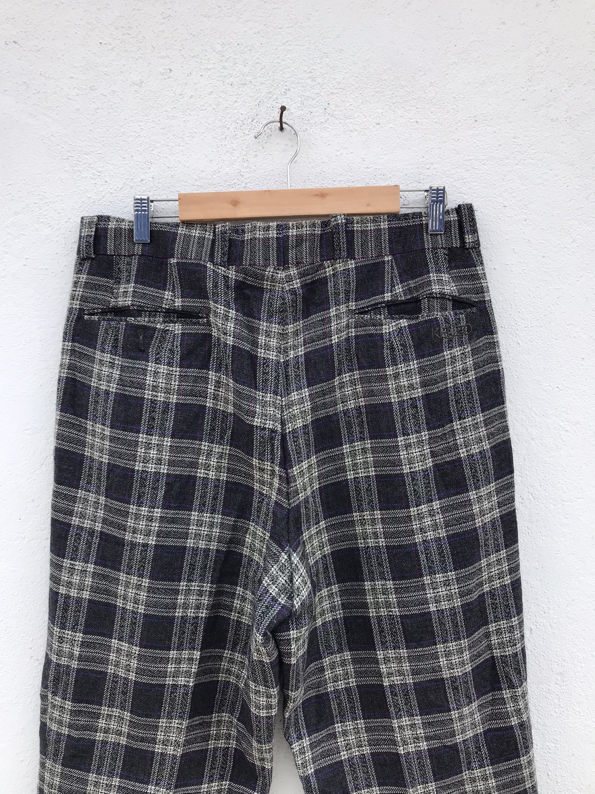 VINTAGE KENZO GOLF Checked Plaid Baggy Wool Trousers - 7