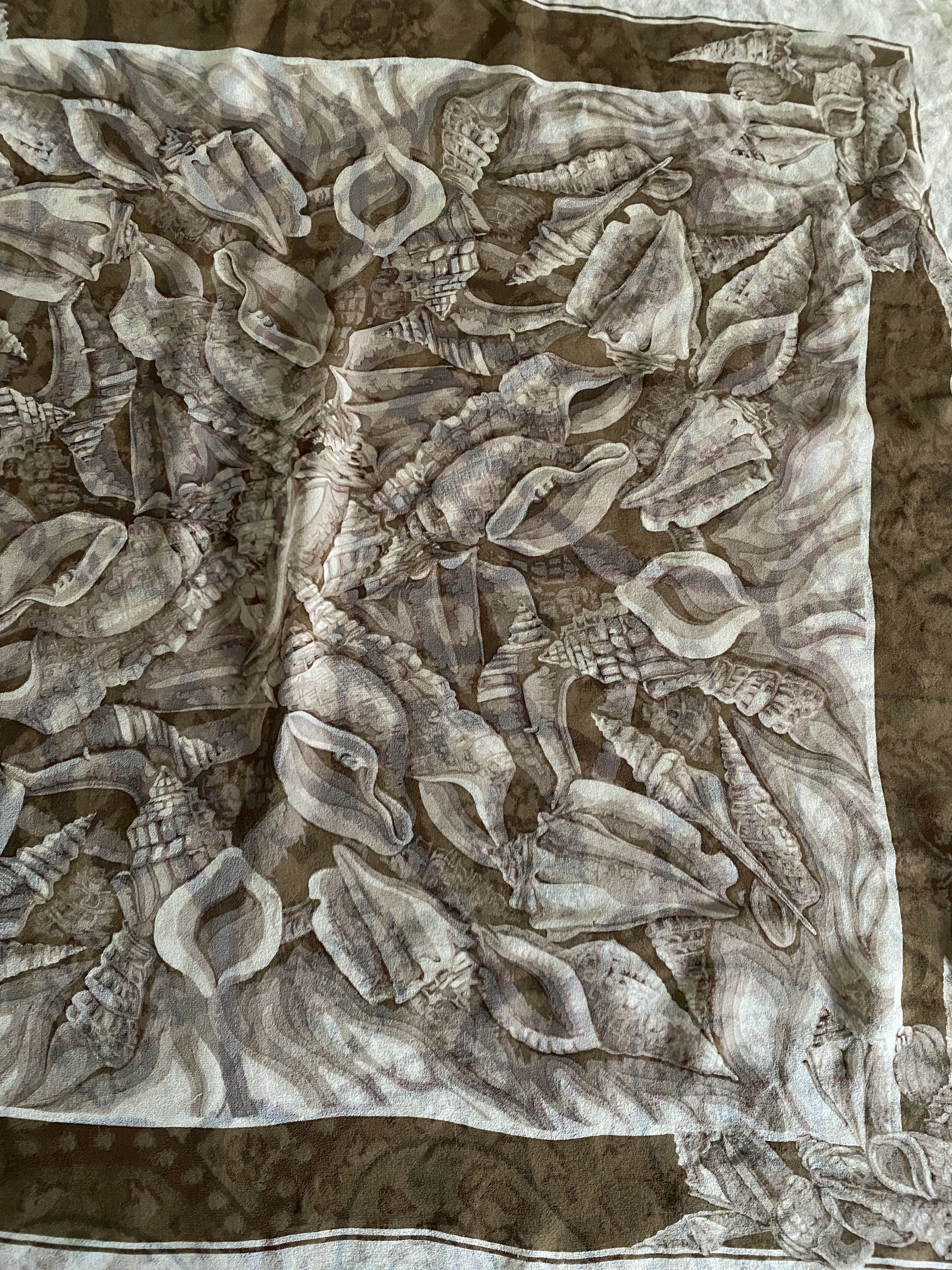 Vintage Silk Scarf Abstract Sea Snail - 7